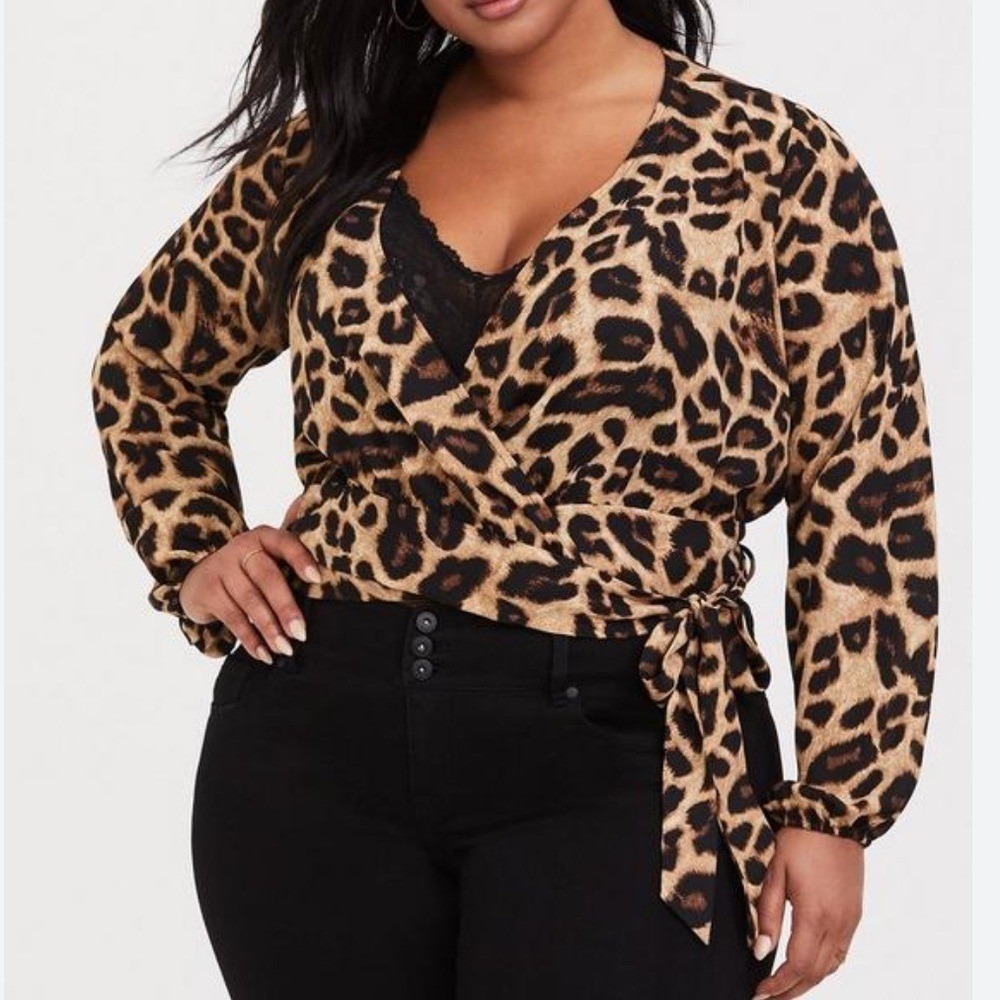 Torrid Animal Print Wrap Blouse. Size 4.